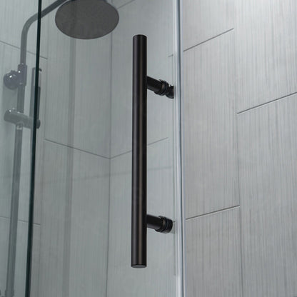 WoodBridge 48" W x 76" H Clear Tempered Glass Frameless Shower Door With Matte Black Hardware Finish