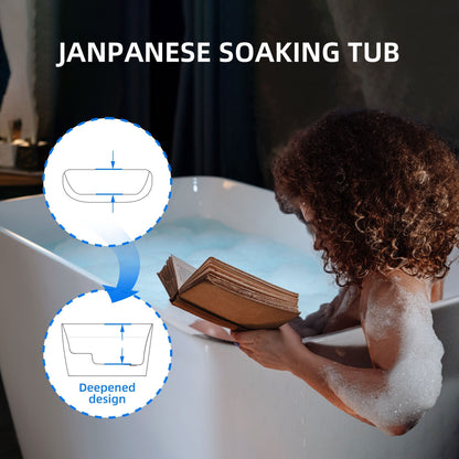 WoodBridge 48" White Acrylic Freestanding Rectangular Air Bath Bathtub With Pre-molded Seat and Oil Rubbed Bronze Pop-Up Drain and Overflow