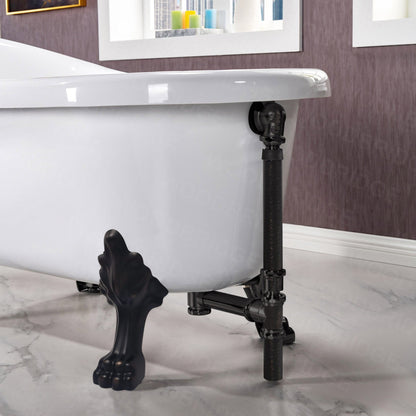 WoodBridge 54" White Acrylic Slipper Clawfoot Bath Tub With Oil Rubbed Bronze Feet, Drain and Overflow