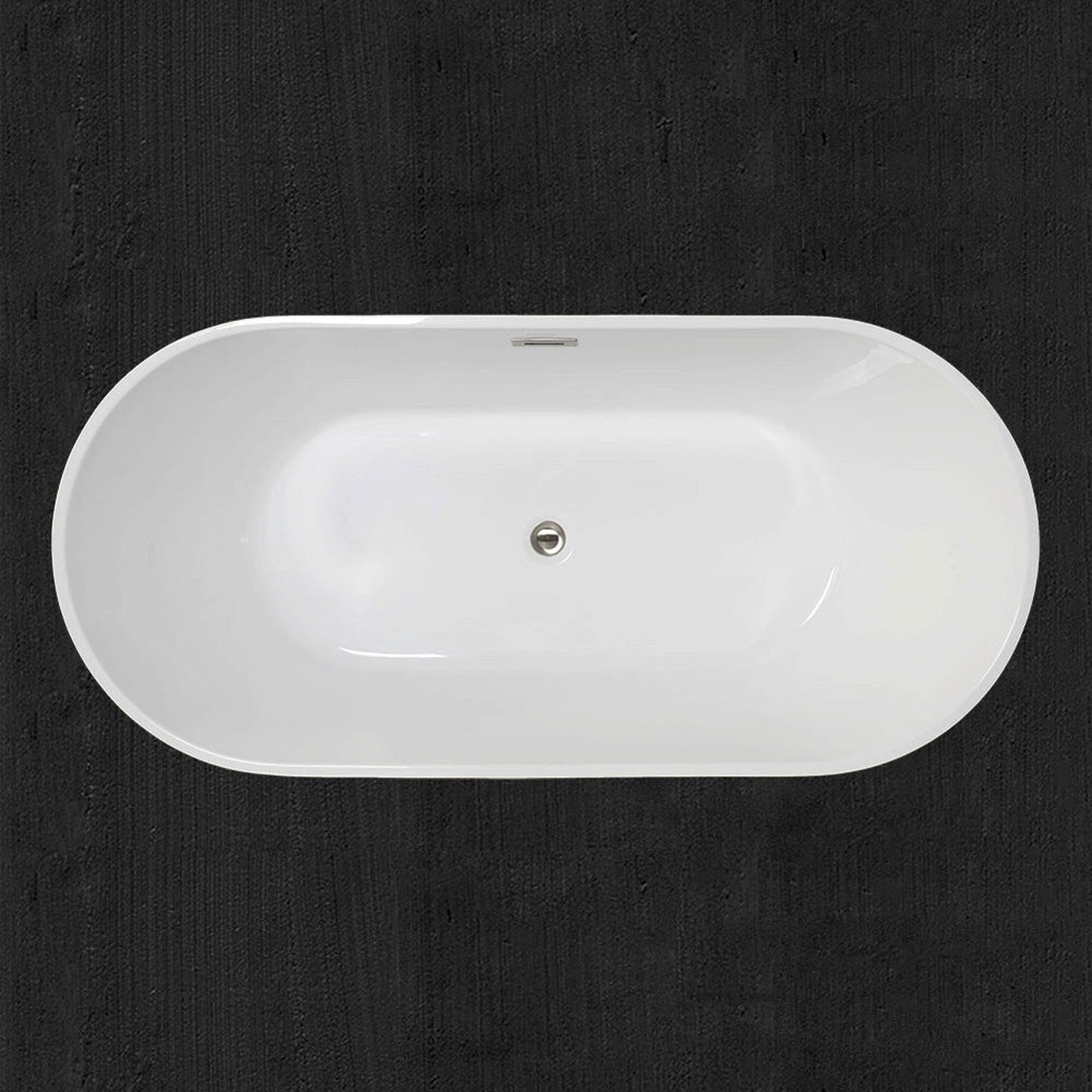 WoodBridge 59" Black Acrylic Freestanding Contemporary Soaking Bathtub With Brushed Nickel Drain, Overflow, F0001BNVT Tub Filler and Caddy Tray