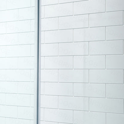 WoodBridge 60" W x 36" L 96" H White High Gloss Solid Surface Staggered Brick Pattern 3-Panel Shower Wall Kit