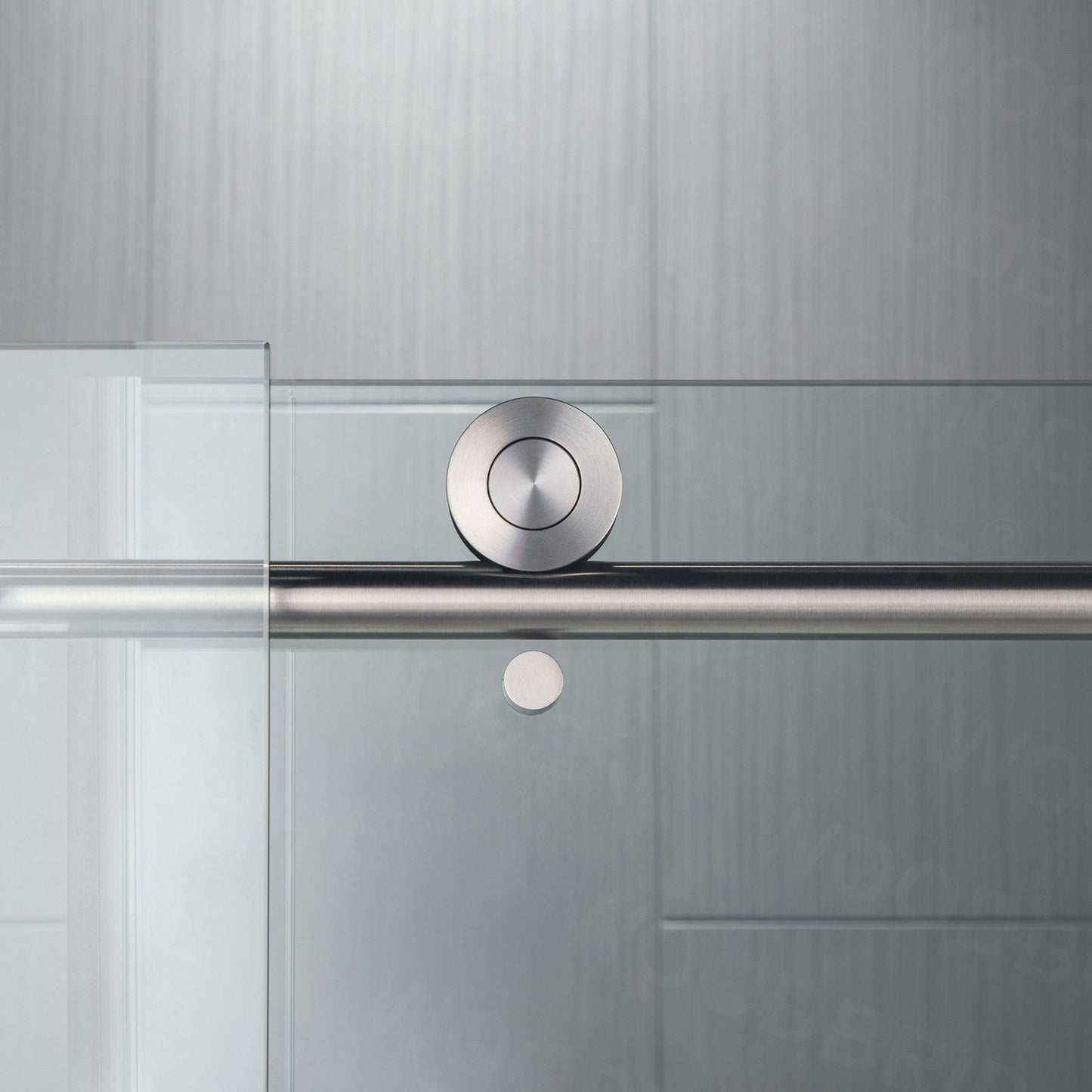 WoodBridge 60" W x 76" H Clear Tempered Glass Frameless Shower Door With Brushed Nickel Hardware Finish