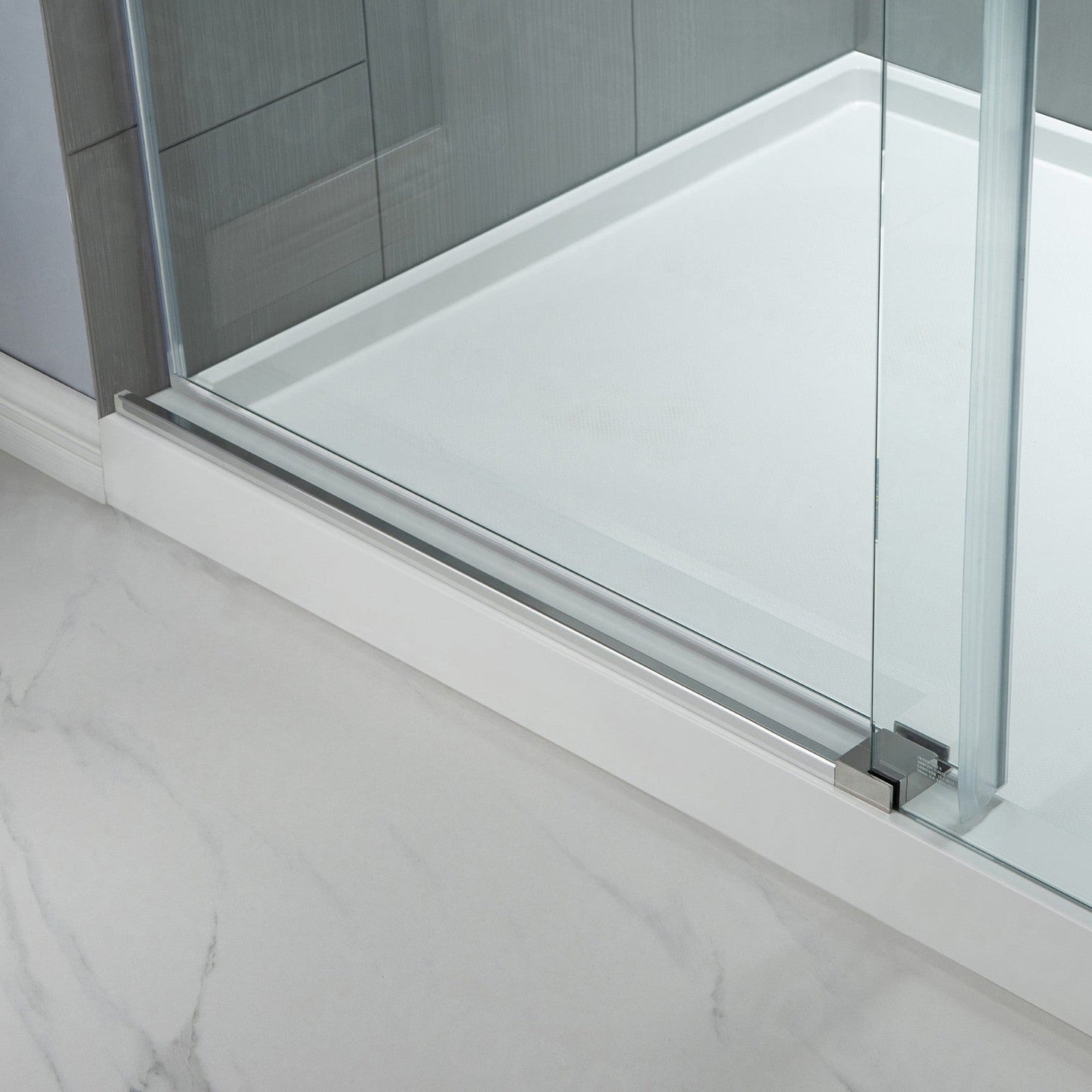 WoodBridge 60" W x 76" H Clear Tempered Glass Frameless Shower Door With Polished Chrome Hardware Finish