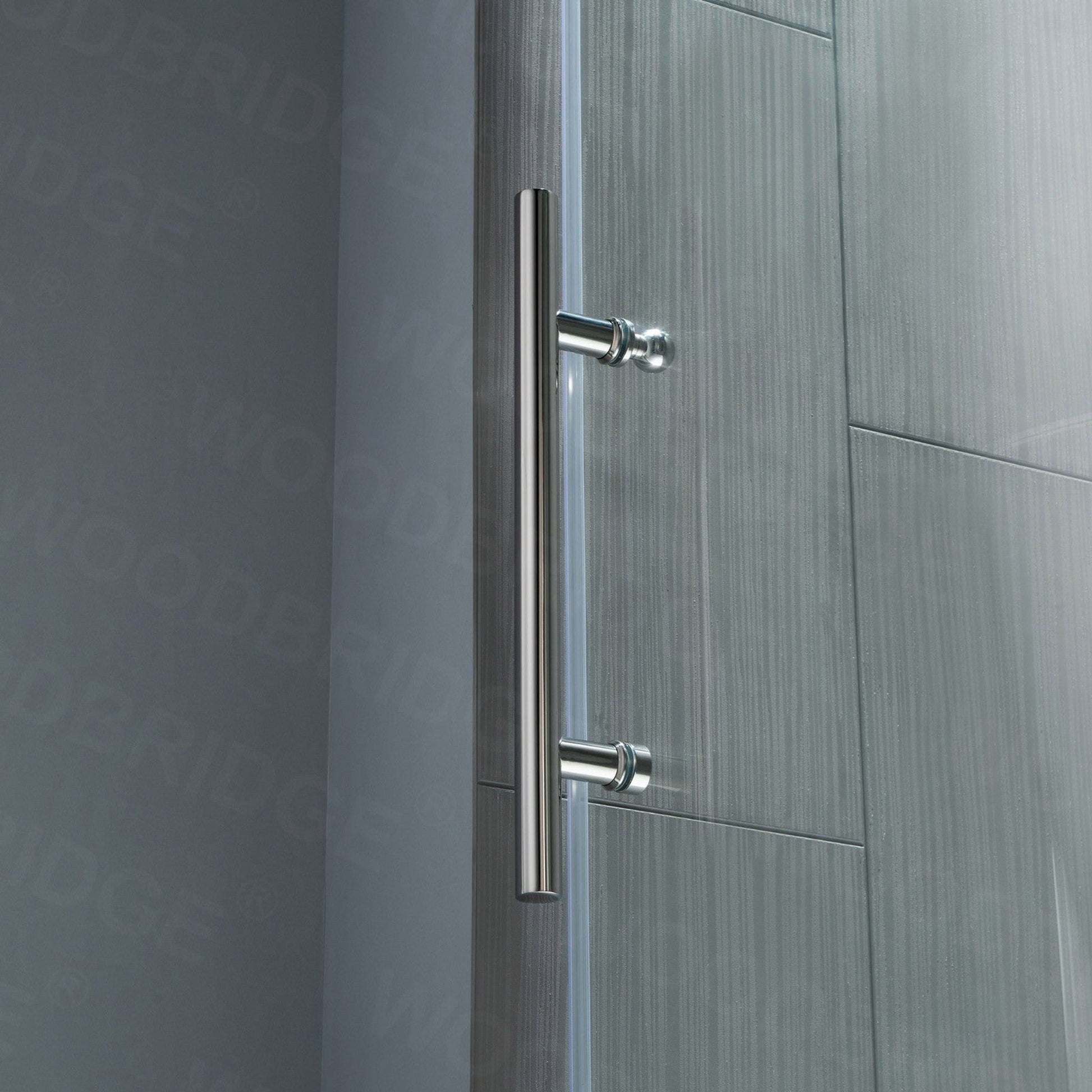 WoodBridge 60" W x 76" H Clear Tempered Glass Frameless Shower Door With Polished Chrome Hardware Finish