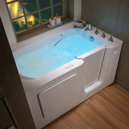 WoodBridge 60" White High Glass Acrylic Right Hand Walk-In Air & Whirlpool Jets Hot Tub With Quick Fill Faucet With Hand Shower and Computer Control Panel