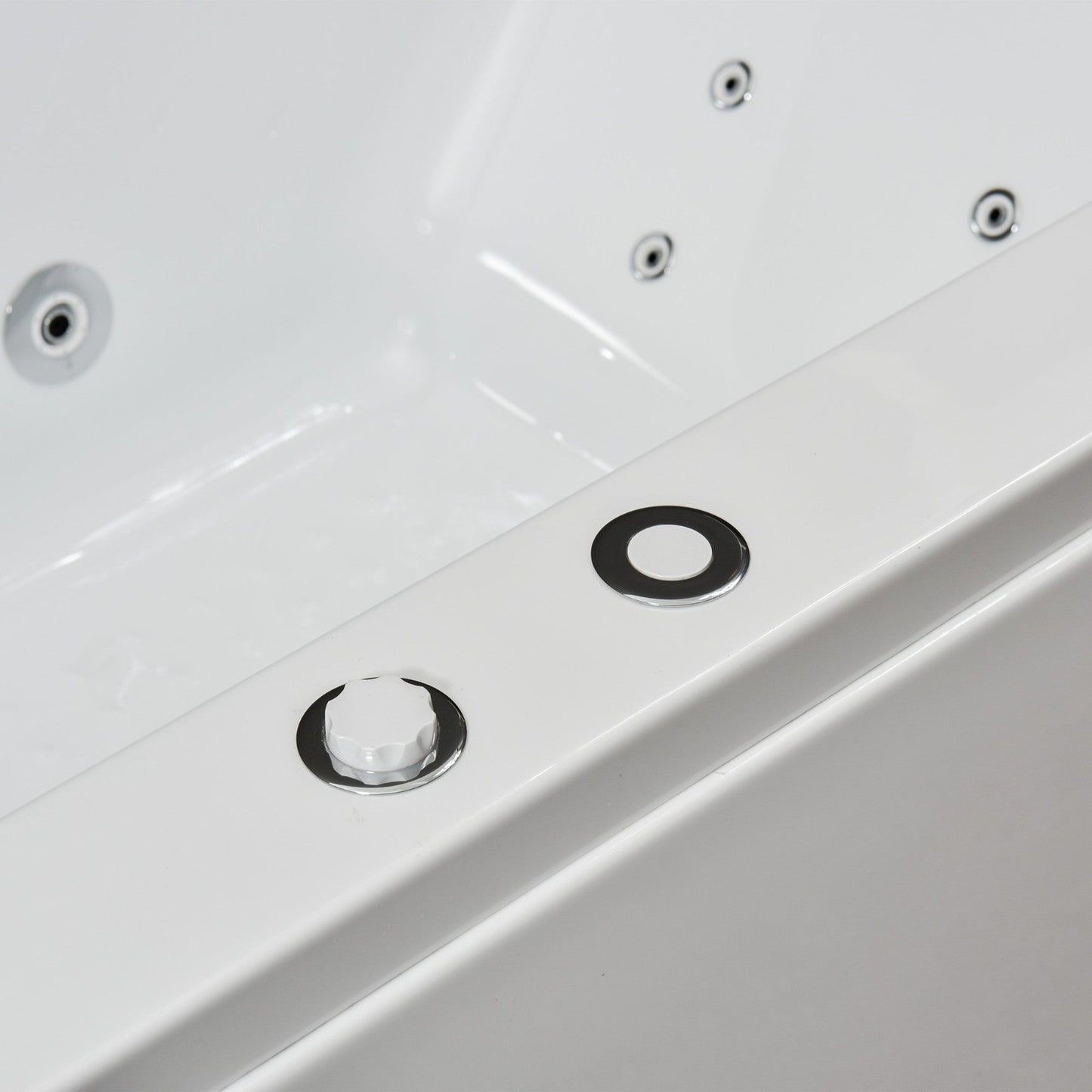 WoodBridge 60" White Whirlpool Water Jetted Alcove Tub With Left Hand Drain and Overflow Holes