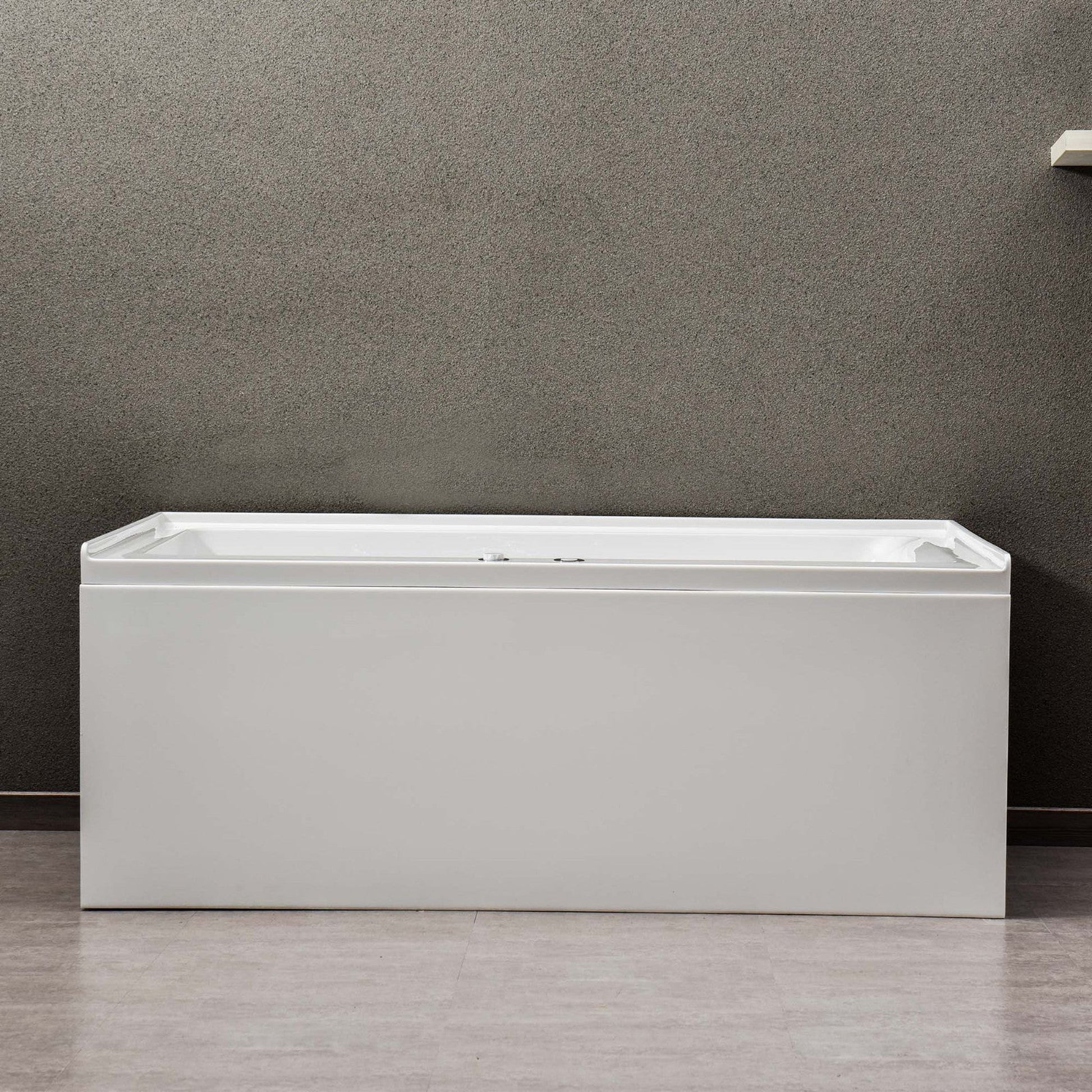 WoodBridge 60" White Whirlpool Water Jetted Alcove Tub With Left Hand Drain and Overflow Holes