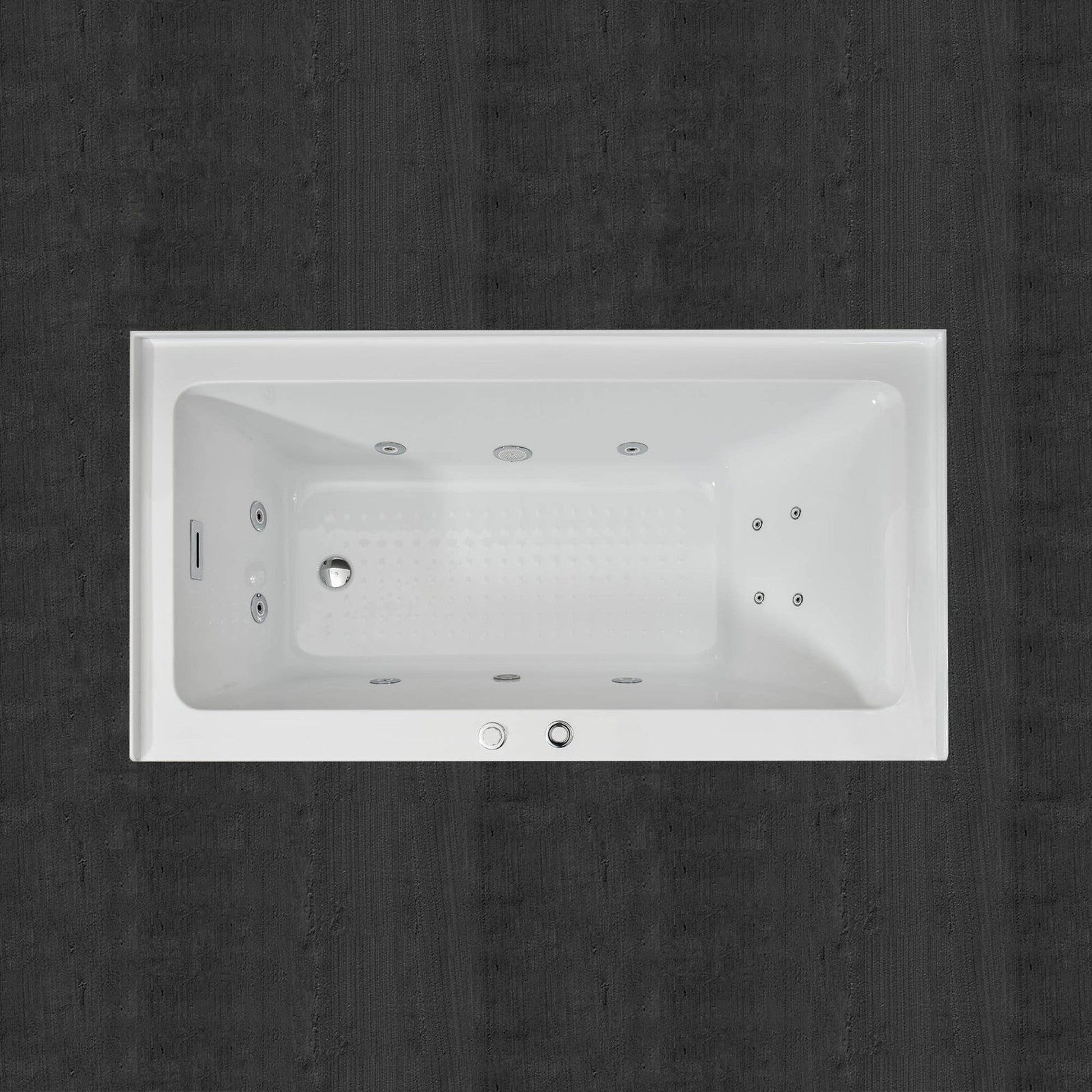 WoodBridge 60" White Whirlpool Water Jetted Alcove Tub With Left Hand Drain and Overflow Holes