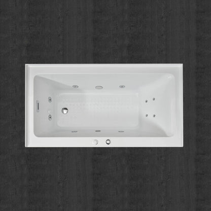 WoodBridge 60" White Whirlpool Water Jetted Alcove Tub With Left Hand Drain and Overflow Holes