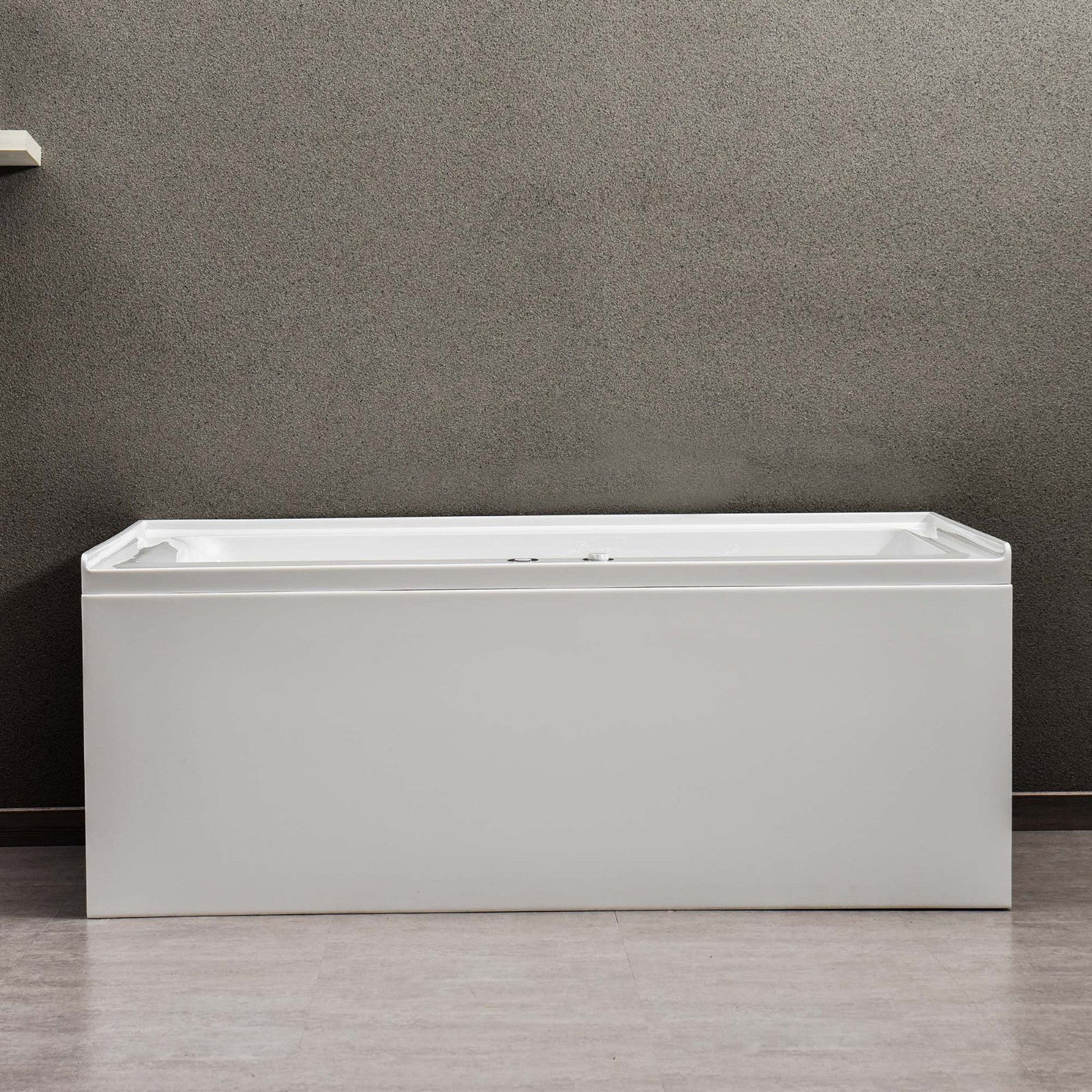 WoodBridge 60" White Whirlpool Water Jetted Alcove Tub With Right Hand Drain and Overflow Holes