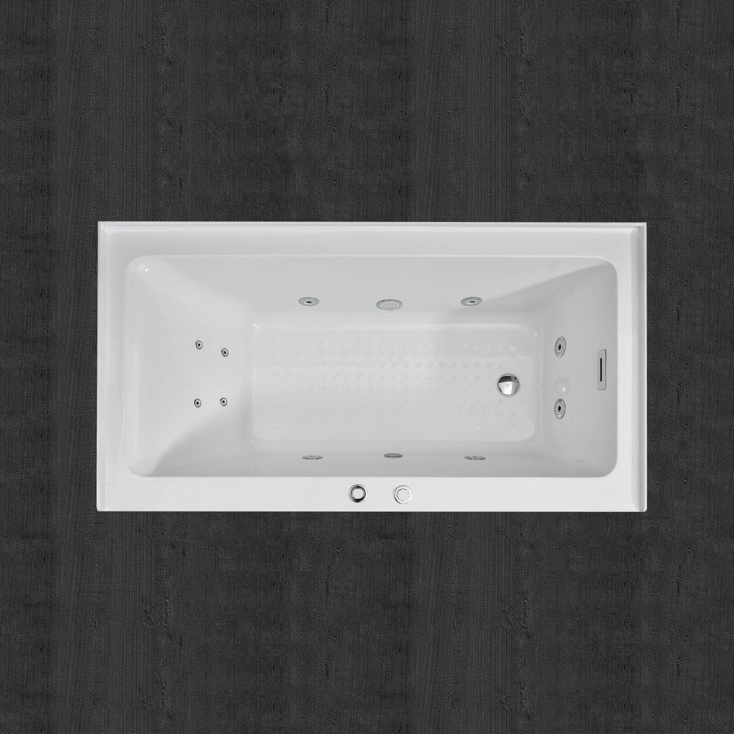 WoodBridge 60" White Whirlpool Water Jetted Alcove Tub With Right Hand Drain and Overflow Holes