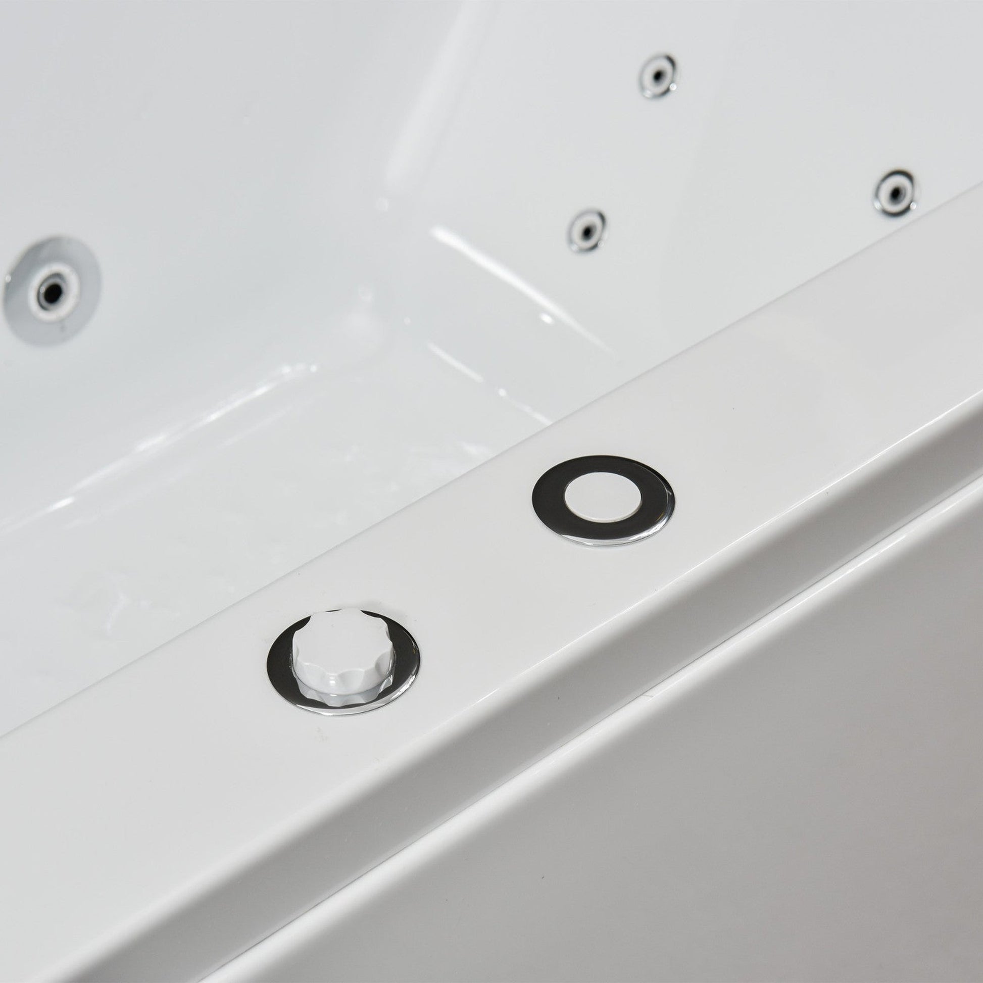 WoodBridge 60" White Whirlpool Water Jetted Alcove Tub With Right Hand Drain and Overflow Holes