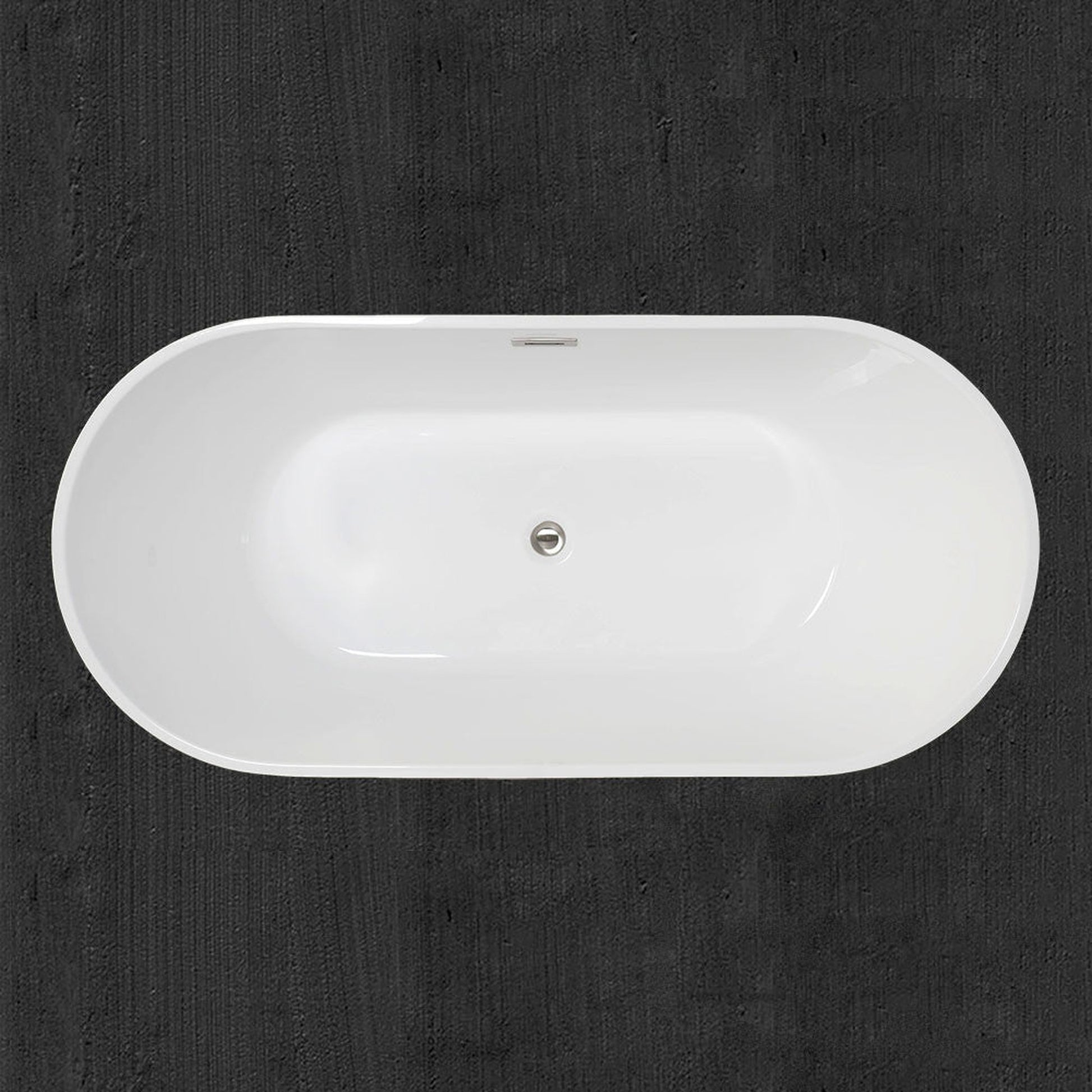 WoodBridge 67" Black Acrylic Freestanding Soaking Bathtub With Brushed Nickel Drain and Overflow