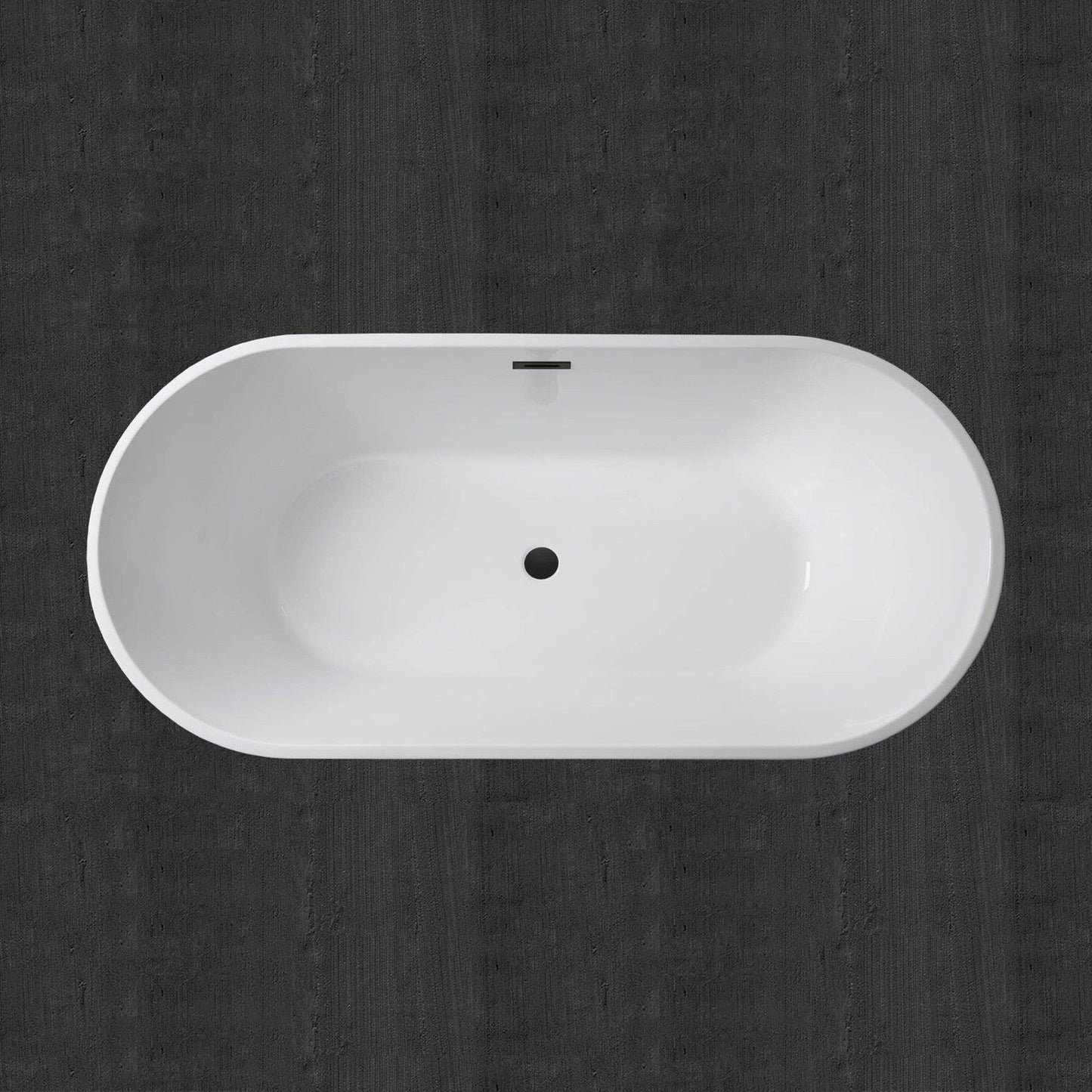 WoodBridge 67" Black Acrylic Freestanding Soaking Bathtub With Matte Black Drain, Overflow, F0072MBDR Tub Filler and Caddy Tray