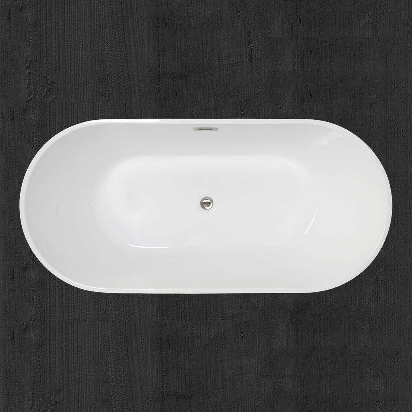 WoodBridge 67" White Acrylic Freestanding Soaking Bathtub With Brushed Nickel Drain and Overflow