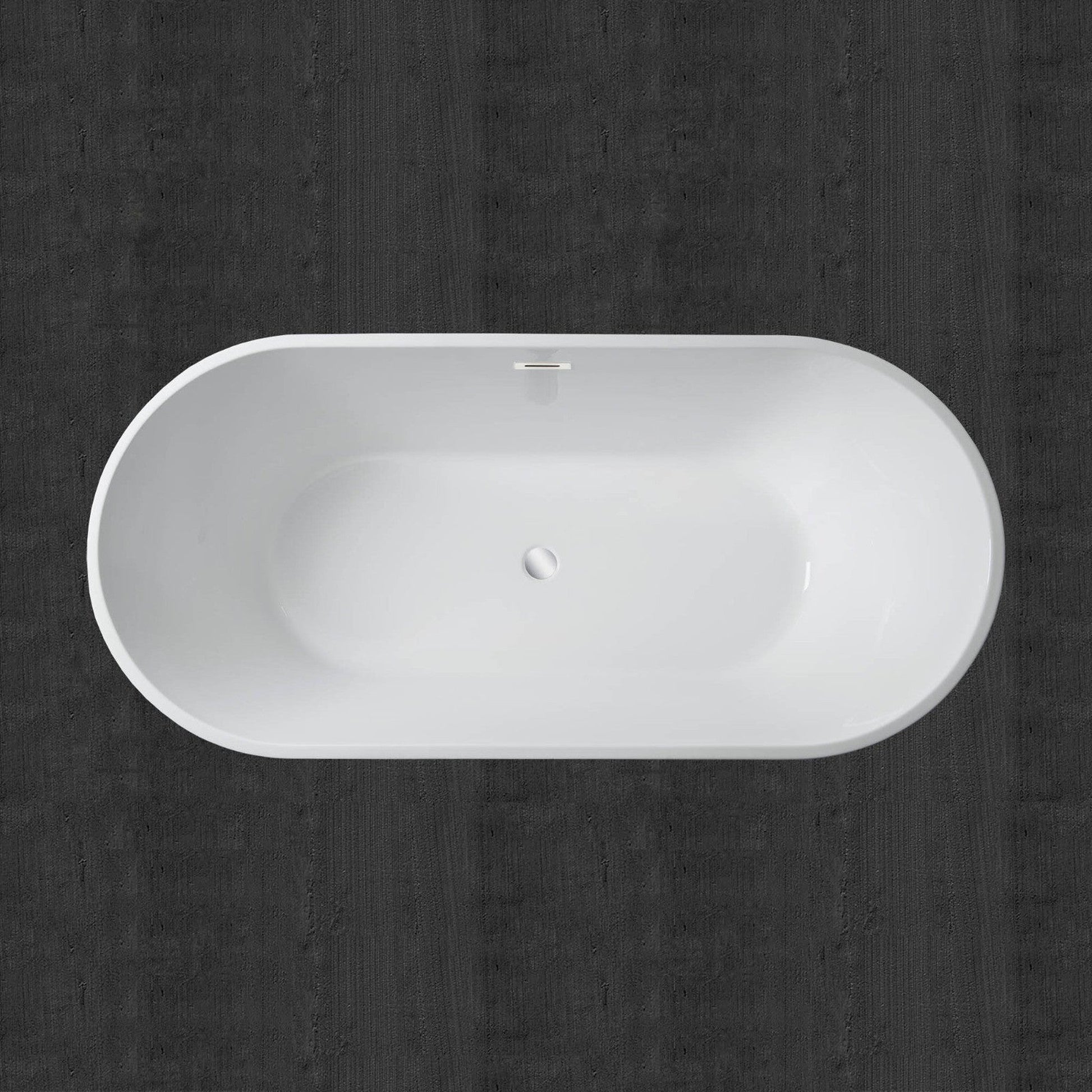 WoodBridge 67" White Acrylic Freestanding Soaking Bathtub With Chrome Drain, Overflow, F-0004 Tub Filler and Caddy Tray