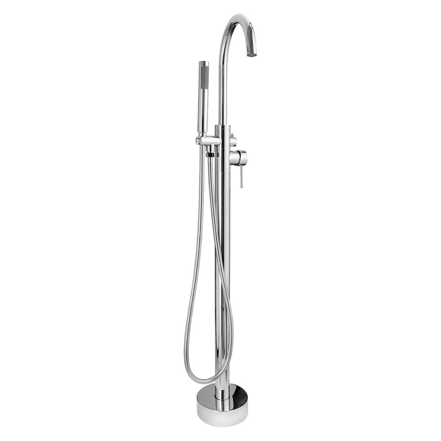 WoodBridge 67" White Acrylic Single Slipper Freestanding Soaking Bathtub With Chrome Drain, Overflow, F0002CHRD Tub Filler and Caddy Tray