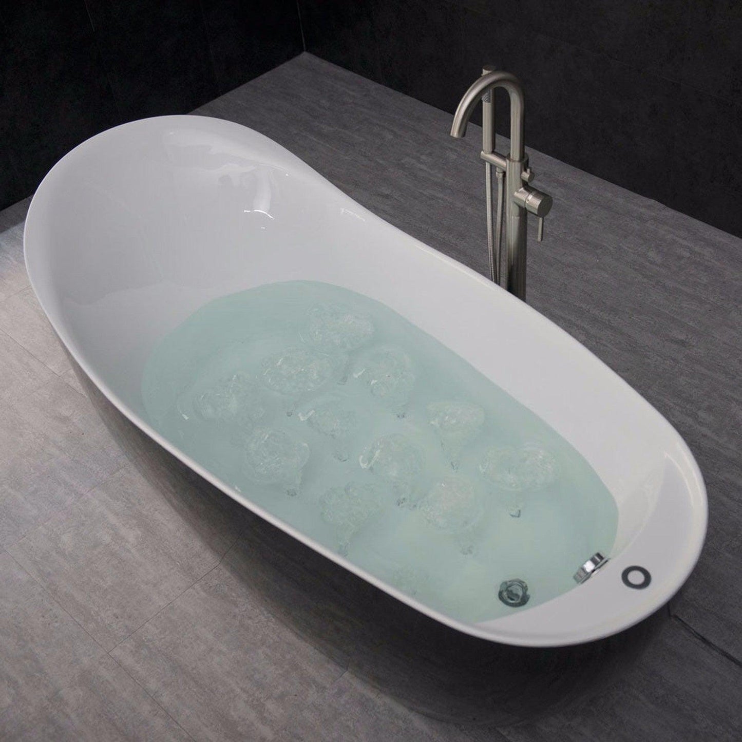 WoodBridge 67" White Deluxe Air Bubble Freestanding Bathtub