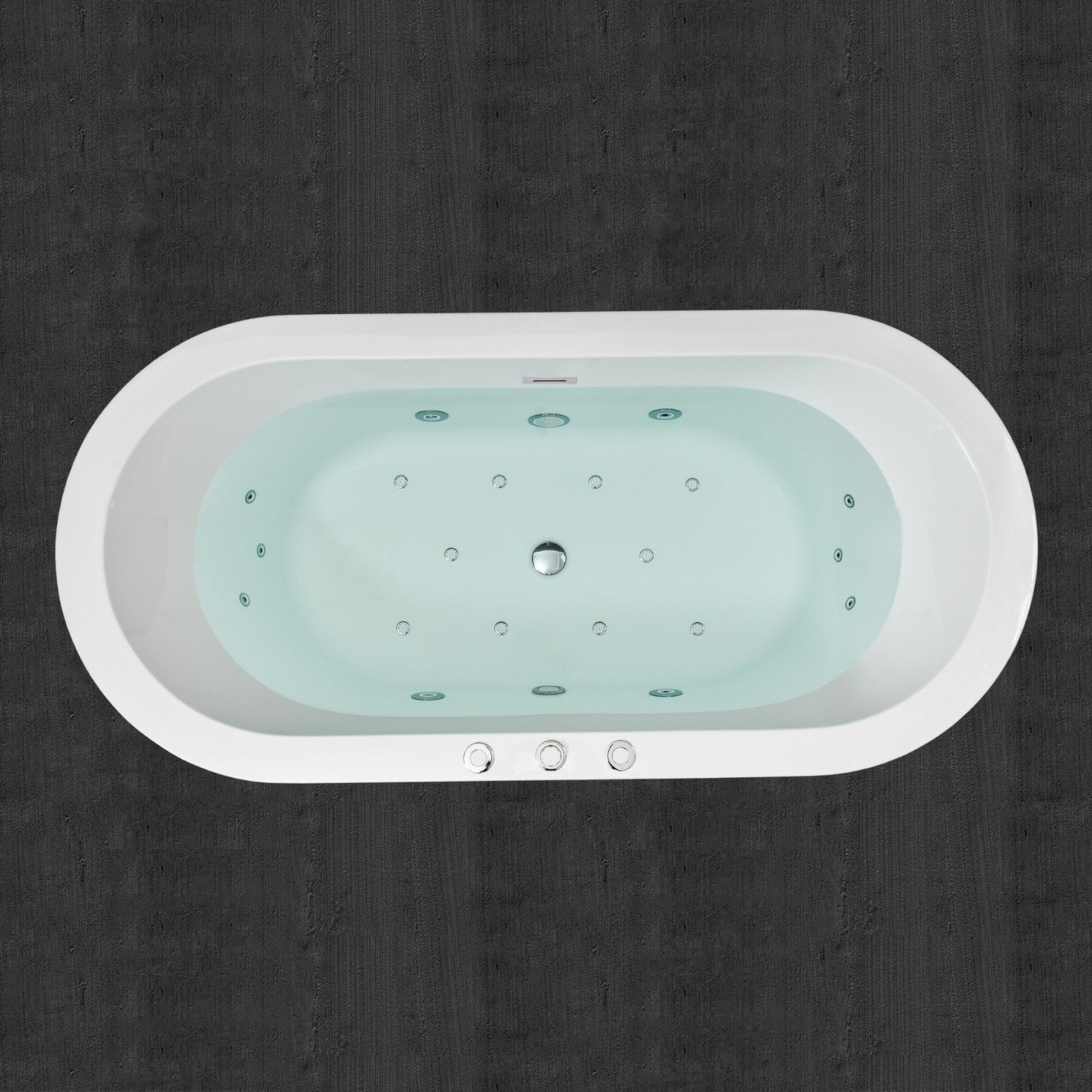 WoodBridge 67" x 32" White Whirlpool Water Jetted and Air Bubble Freestanding Bathtub