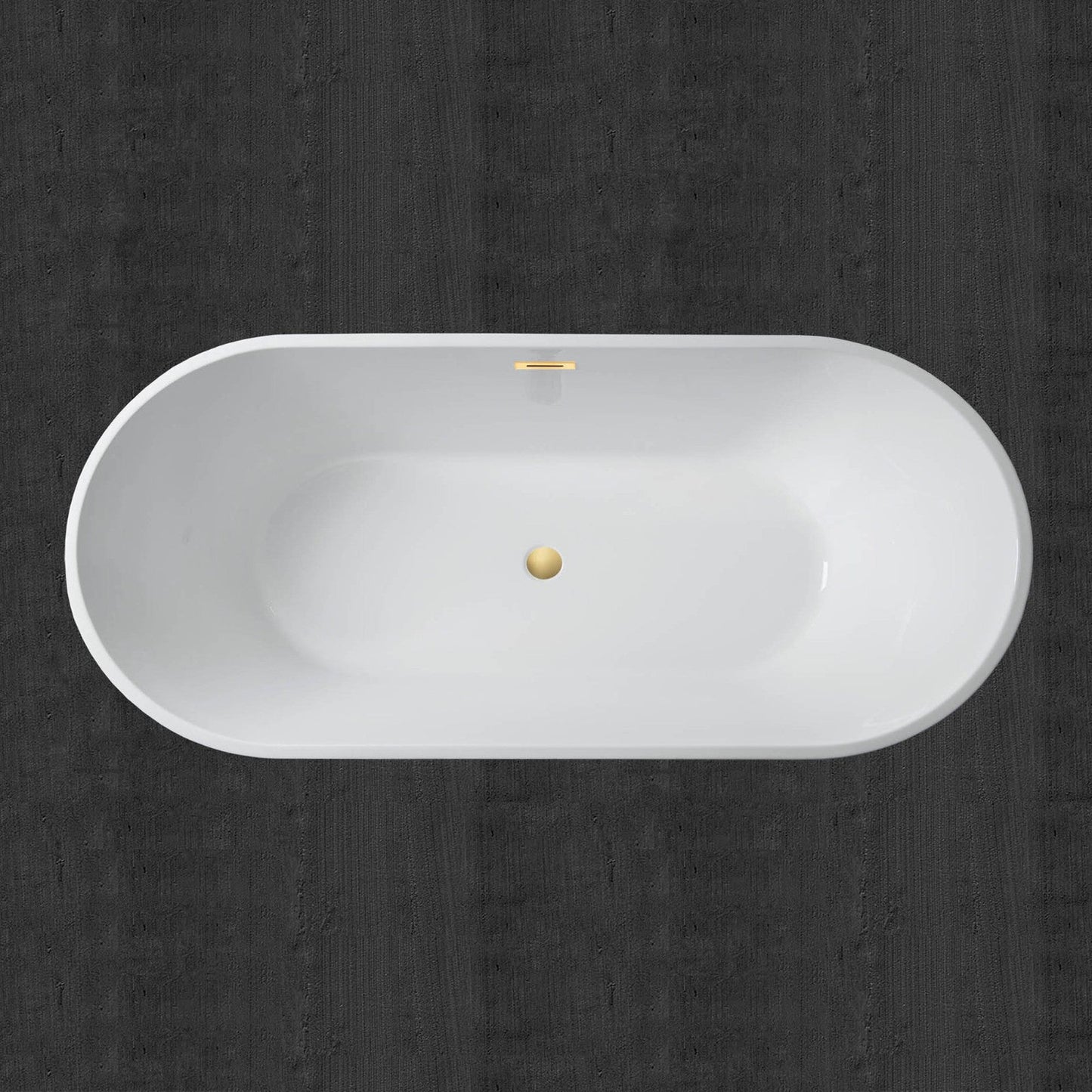 WoodBridge 71" White Acrylic Freestanding Contemporary Soaking Bathtub With Brushed Gold Drain and Overflow