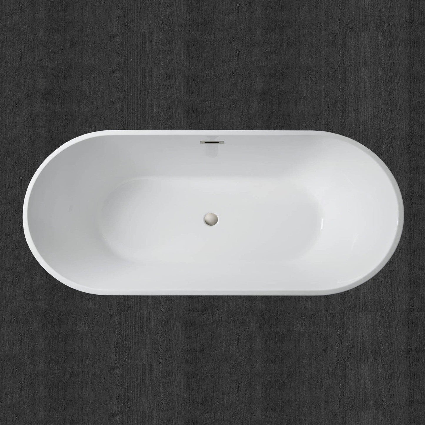 WoodBridge 71" White Acrylic Freestanding Contemporary Soaking Bathtub With Brushed Nickel Drain, Overflow, F-0014 Tub Filler and Caddy Tray