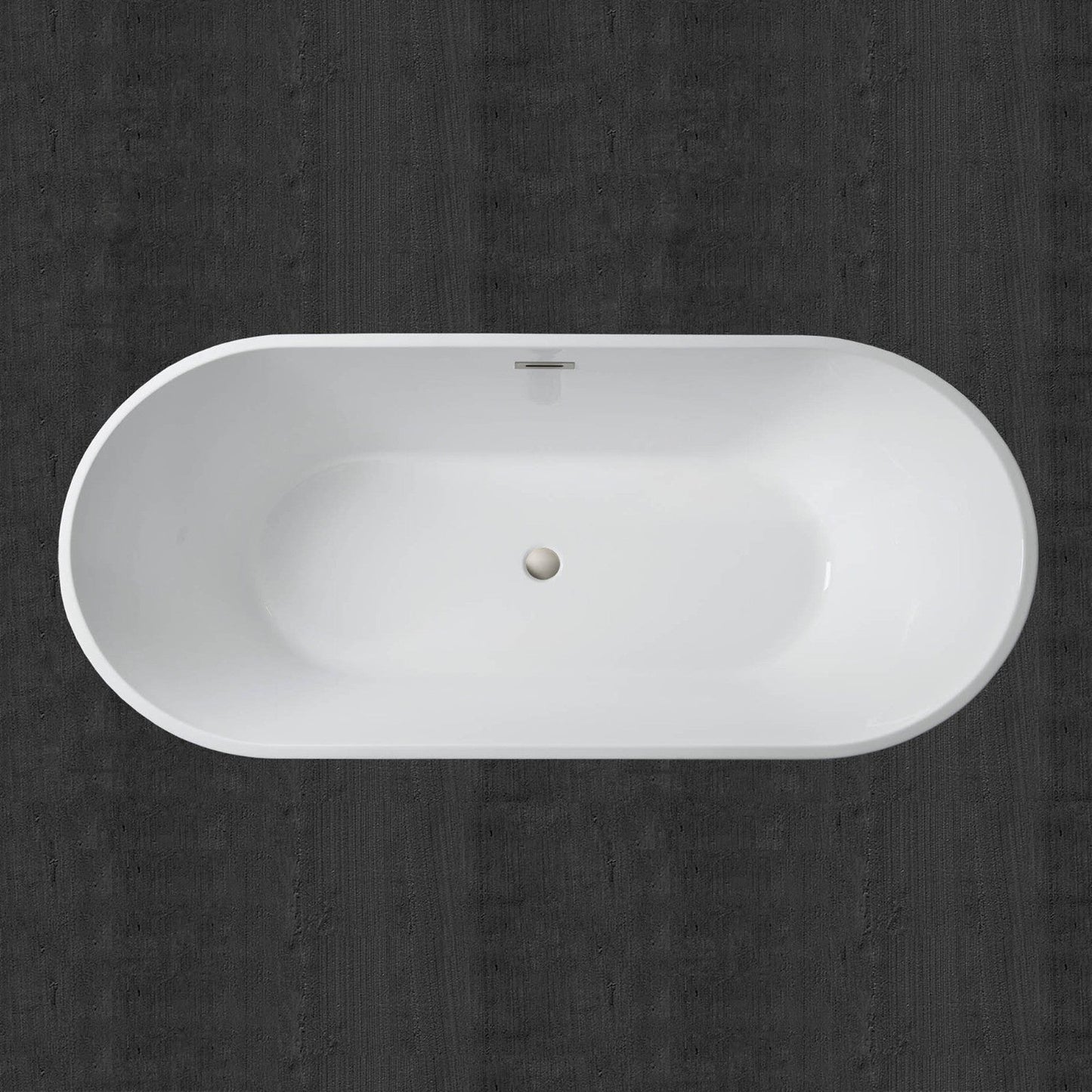 WoodBridge 71" White Acrylic Freestanding Contemporary Soaking Bathtub With Brushed Nickel Drain and Overflow