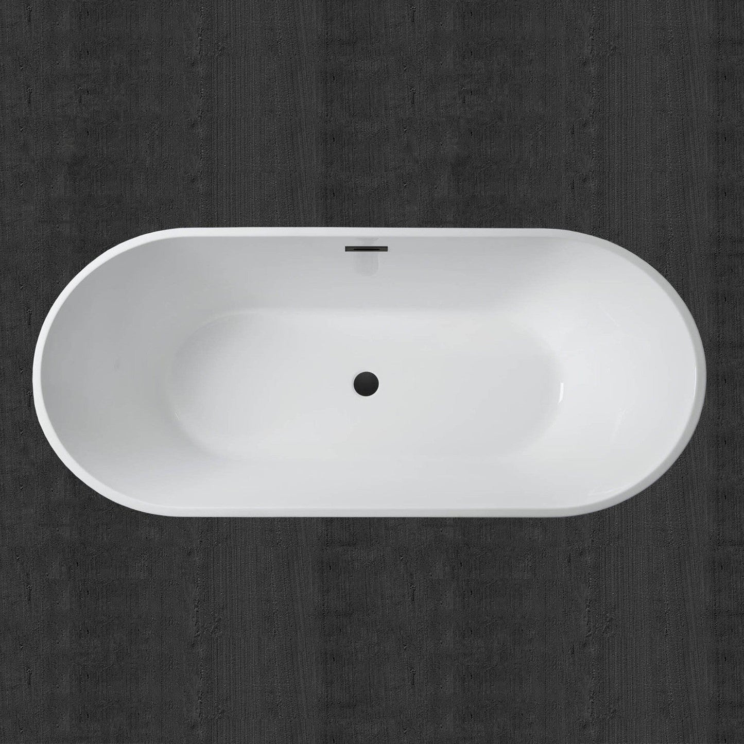 WoodBridge 71" White Acrylic Freestanding Contemporary Soaking Bathtub With Matte Black Drain, Overflow, F-0015 Tub Filler and Caddy Tray