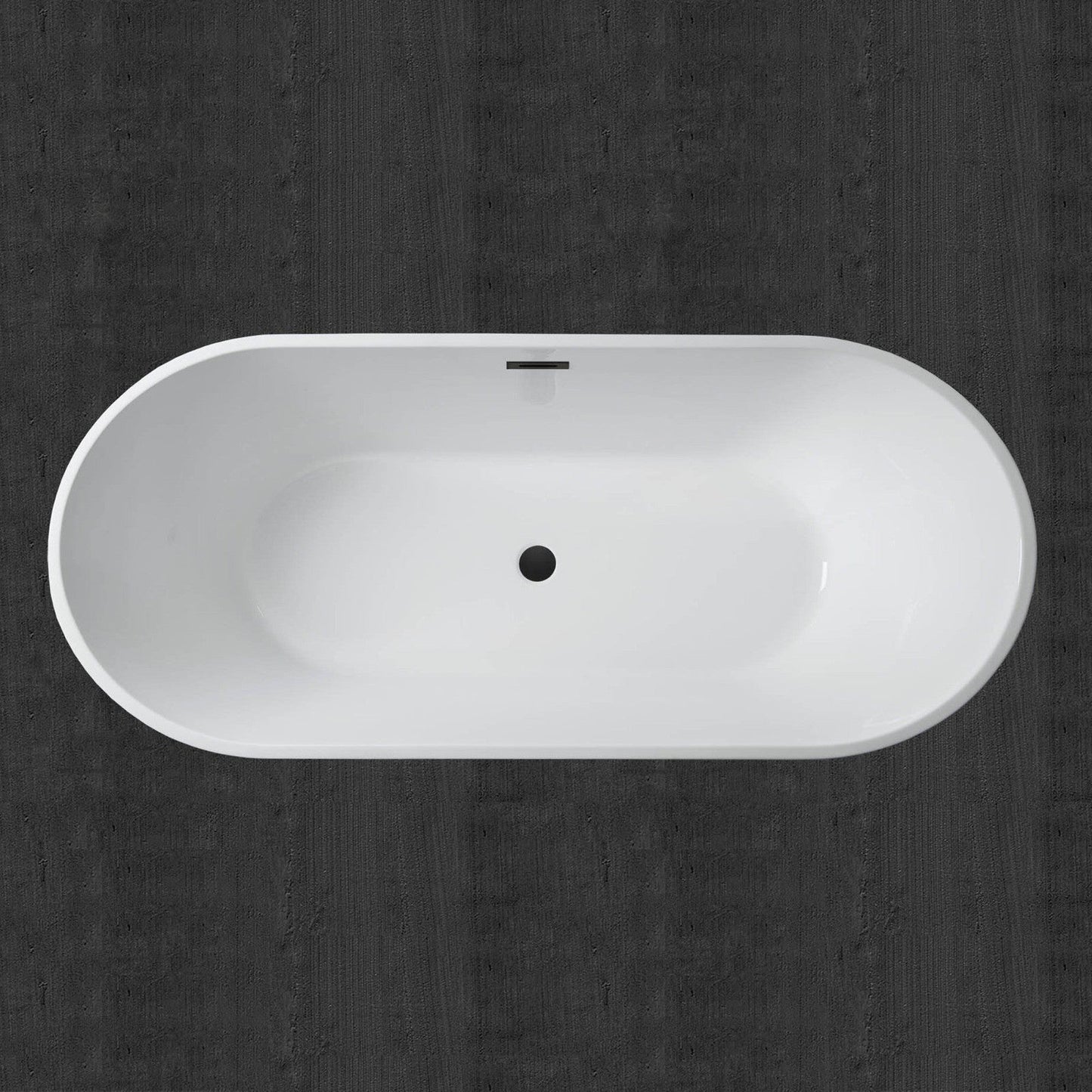 WoodBridge 71" White Acrylic Freestanding Contemporary Soaking Bathtub With Matte Black Drain, Overflow, F0006MBVT Tub Filler and Caddy Tray