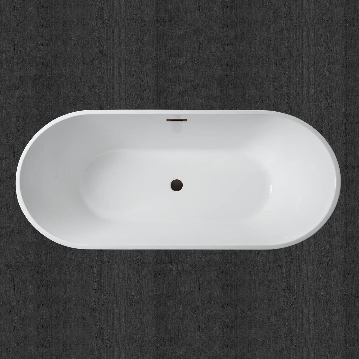 WoodBridge 71" White Acrylic Freestanding Contemporary Soaking Bathtub With Oil Rubbed Bronze Drain and Overflow