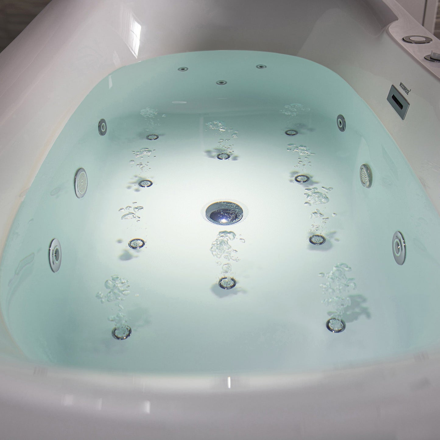 WoodBridge 71" White Acrylic Freestanding Whirlpool Water Jetted and Air Bubble Heated Soaking Bathtub