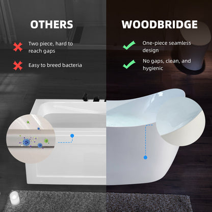 WoodBridge 71" White Air Bath Heated Soaking Combination Tub With Adjustable Speed Air Blower, Tub Filler and Display Control Panel