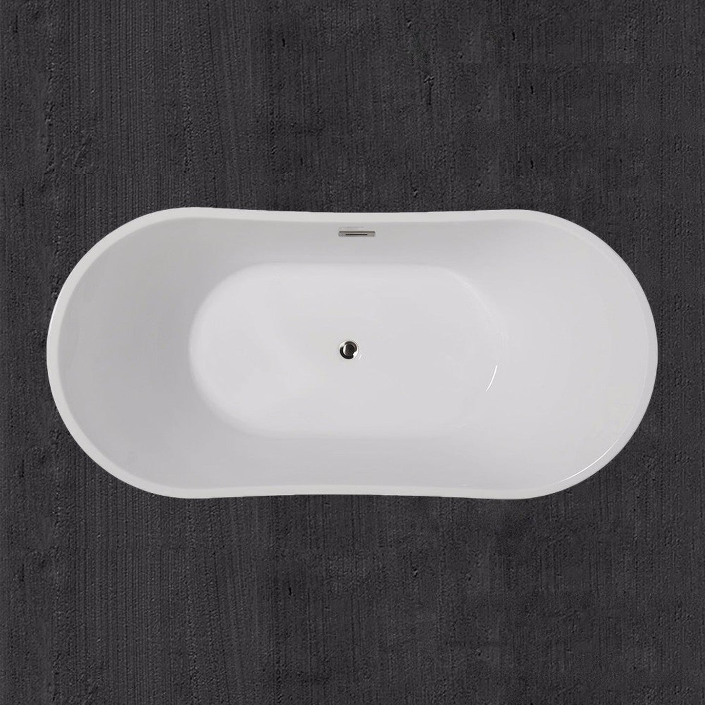 WoodBridge B0010 67" White Acrylic Freestanding Contemporary Soaking Bathtub With Brushed Nickel Drain, Overflow, F0001BNRD Tub Filler and Caddy Tray