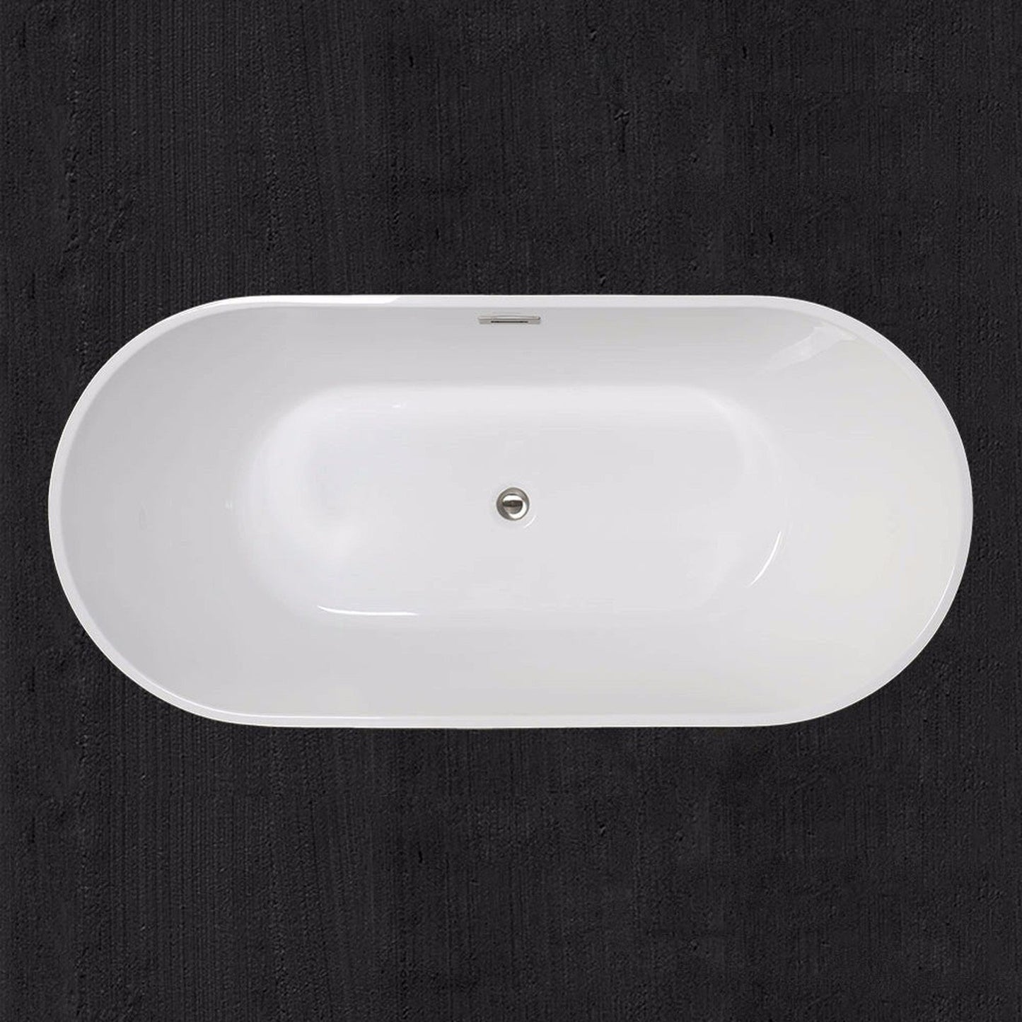 WoodBridge B0014 59" White Acrylic Freestanding Soaking Bathtub With Brushed Nickel Drain, Overflow, F-0014 Tub Filler and Caddy Tray