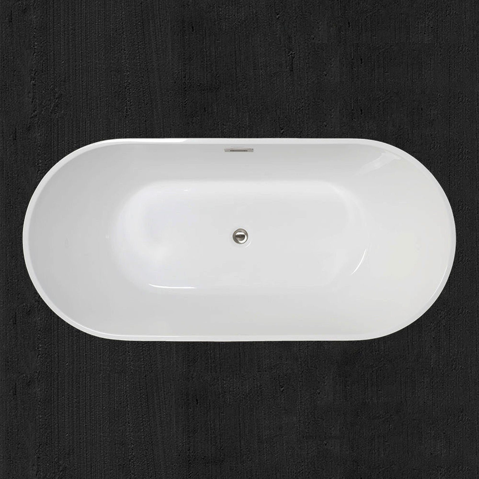 WoodBridge B0014 59" White Acrylic Freestanding Soaking Bathtub With Chrome Drain and Overflow