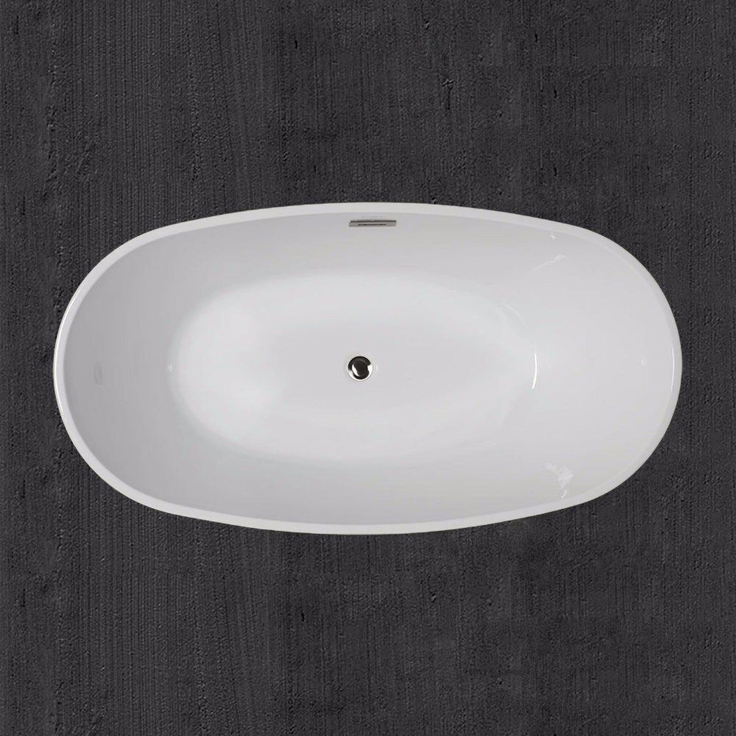 WoodBridge B0018 59" White Acrylic Freestanding Soaking Bathtub With Brushed Nickel Drain, Overflow, F0070BNVT Tub Filler and Caddy Tray