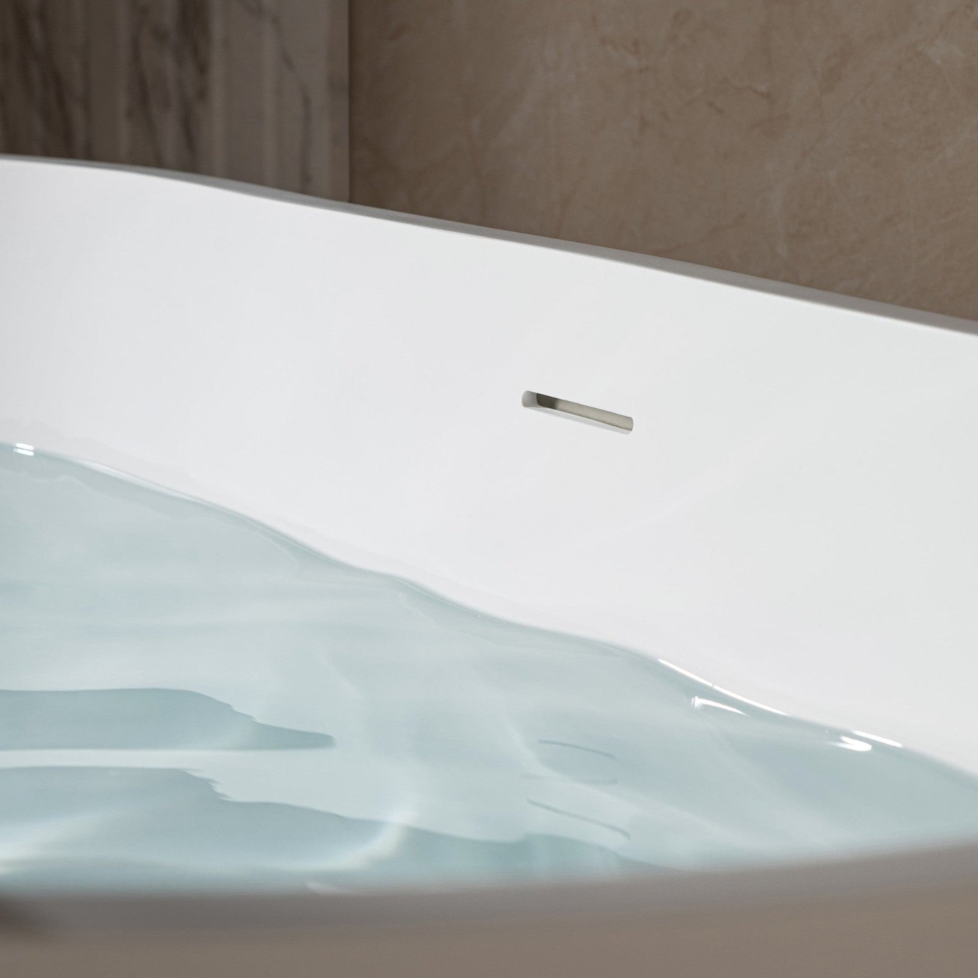 WoodBridge B0041 59" Matte White Luxury Contemporary Solid Surface Freestanding Bathtub