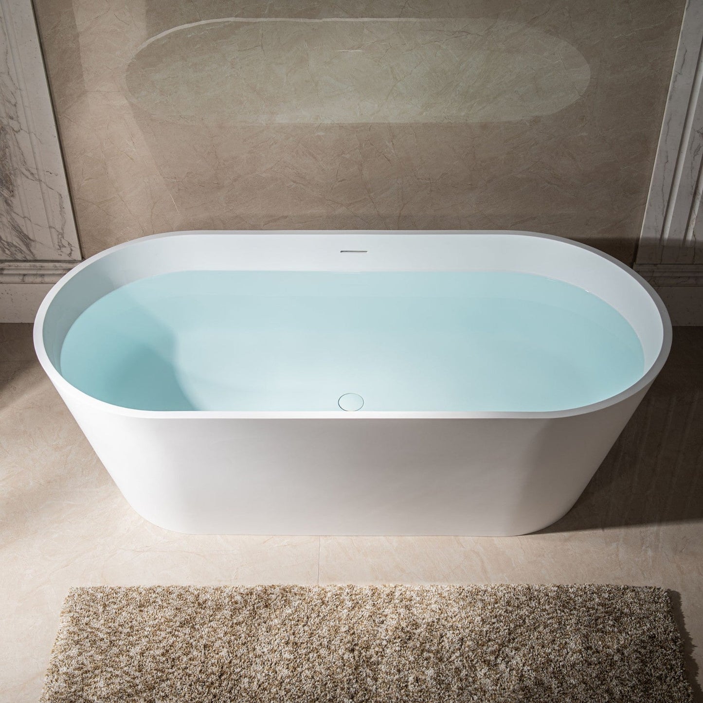 WoodBridge B0042 67" Matte White Luxury Contemporary Solid Surface Freestanding Bathtub