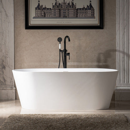 WoodBridge B0042 67" Matte White Luxury Contemporary Solid Surface Freestanding Bathtub