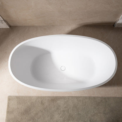 WoodBridge B0043 55" Matte White Luxury Contemporary Solid Surface Freestanding Bathtub