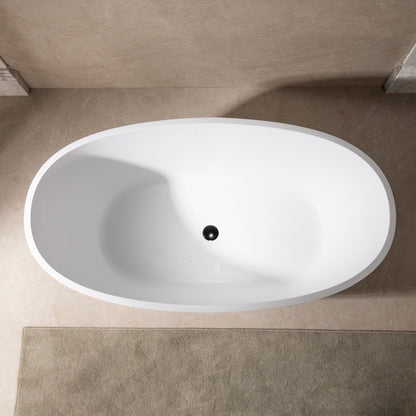 WoodBridge B0043 55" Matte White Luxury Contemporary Solid Surface Freestanding Bathtub