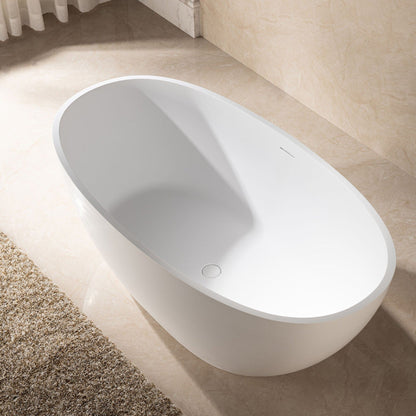 WoodBridge B0044 59" Matte White Luxury Contemporary Solid Surface Freestanding Bathtub