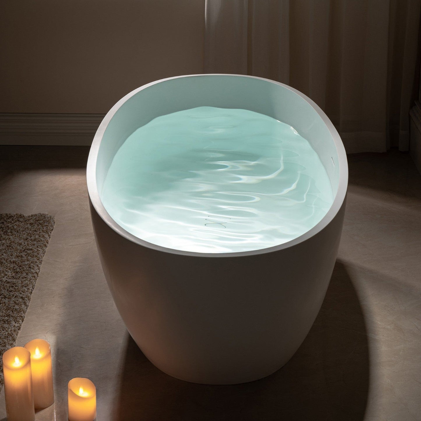 WoodBridge B0045 67" Matte White Luxury Contemporary Solid Surface Freestanding Bathtub
