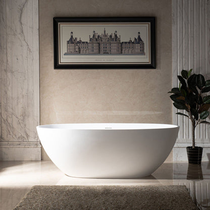 WoodBridge B0045 67" Matte White Luxury Contemporary Solid Surface Freestanding Bathtub