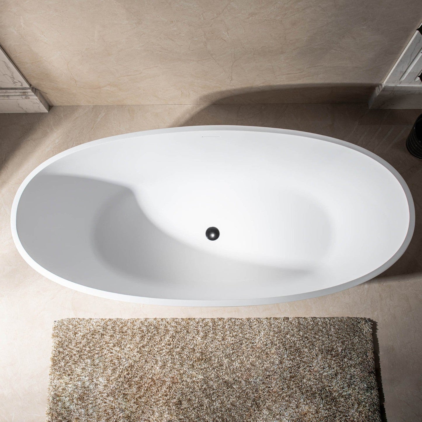 WoodBridge B0045 67" Matte White Luxury Contemporary Solid Surface Freestanding Bathtub