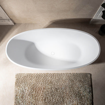 WoodBridge B0045 67" Matte White Luxury Contemporary Solid Surface Freestanding Bathtub