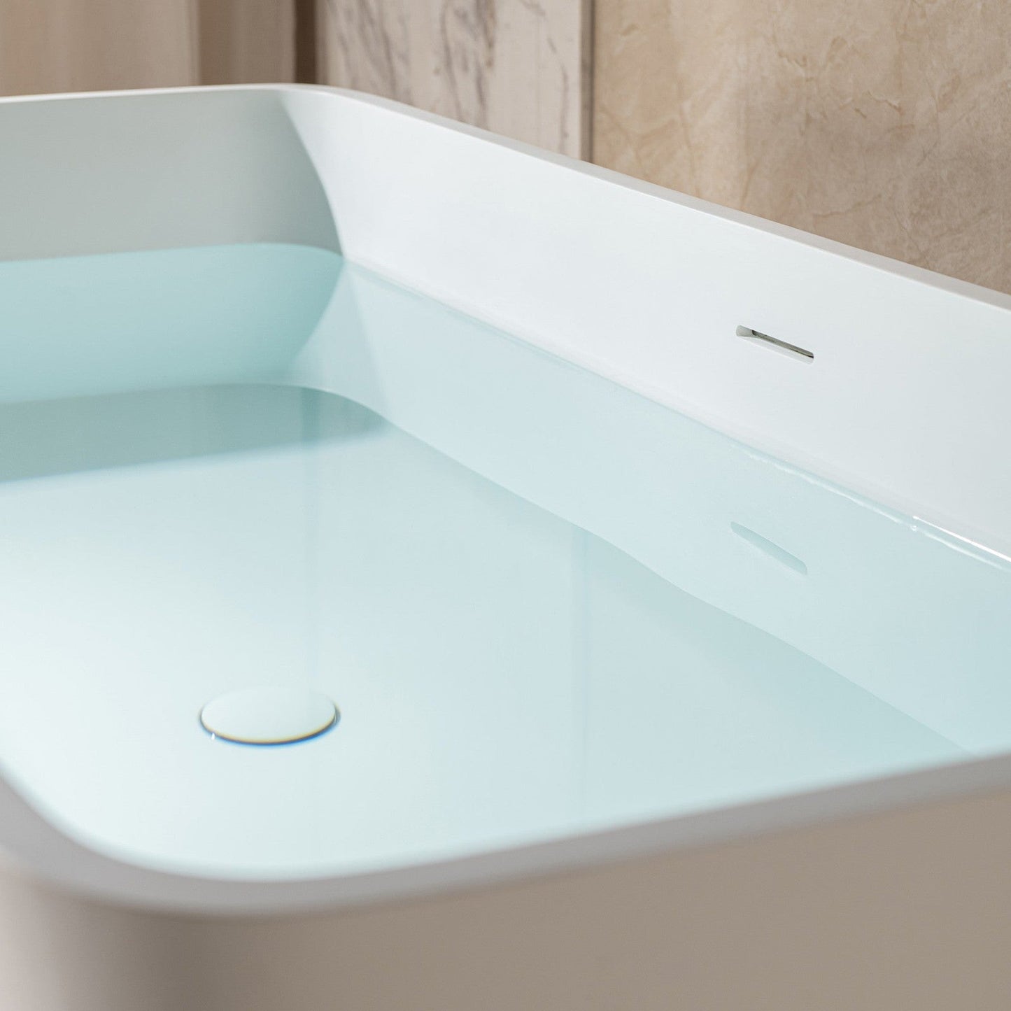 WoodBridge B0046 59" Matte White Luxury Contemporary Solid Surface Freestanding Bathtub