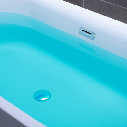 WoodBridge B0058 59" White Acrylic Freestanding Contemporary Soaking Bathtub With Chrome Overflow and Drain