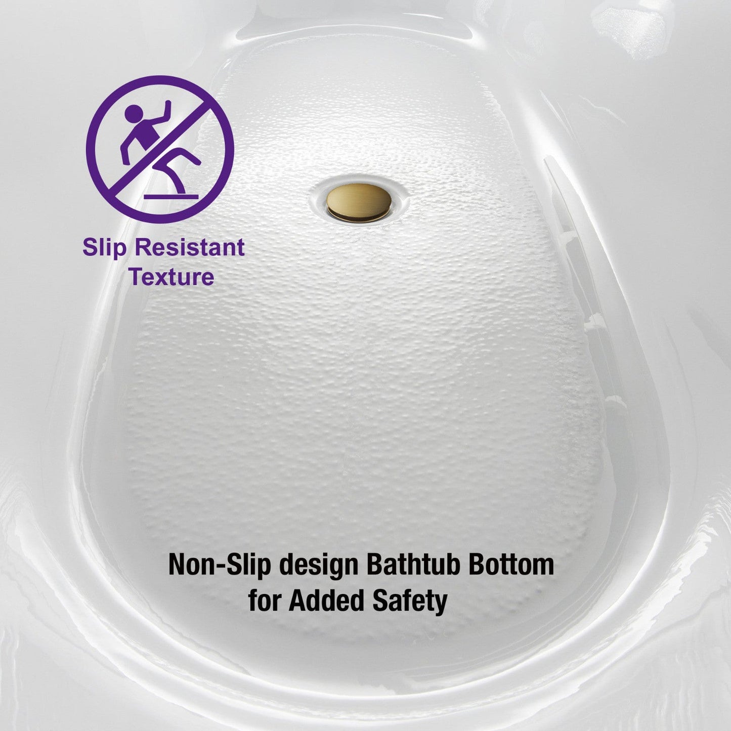 WoodBridge B0083 59" White Acrylic Freestanding Soaking Bathtub With Brushed Gold Drain, Overflow, F-0007BGVT Tub Filler and Caddy Tray