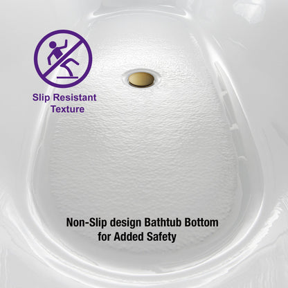 WoodBridge B0083 59" White Acrylic Freestanding Soaking Bathtub With Brushed Gold Drain and Overflow