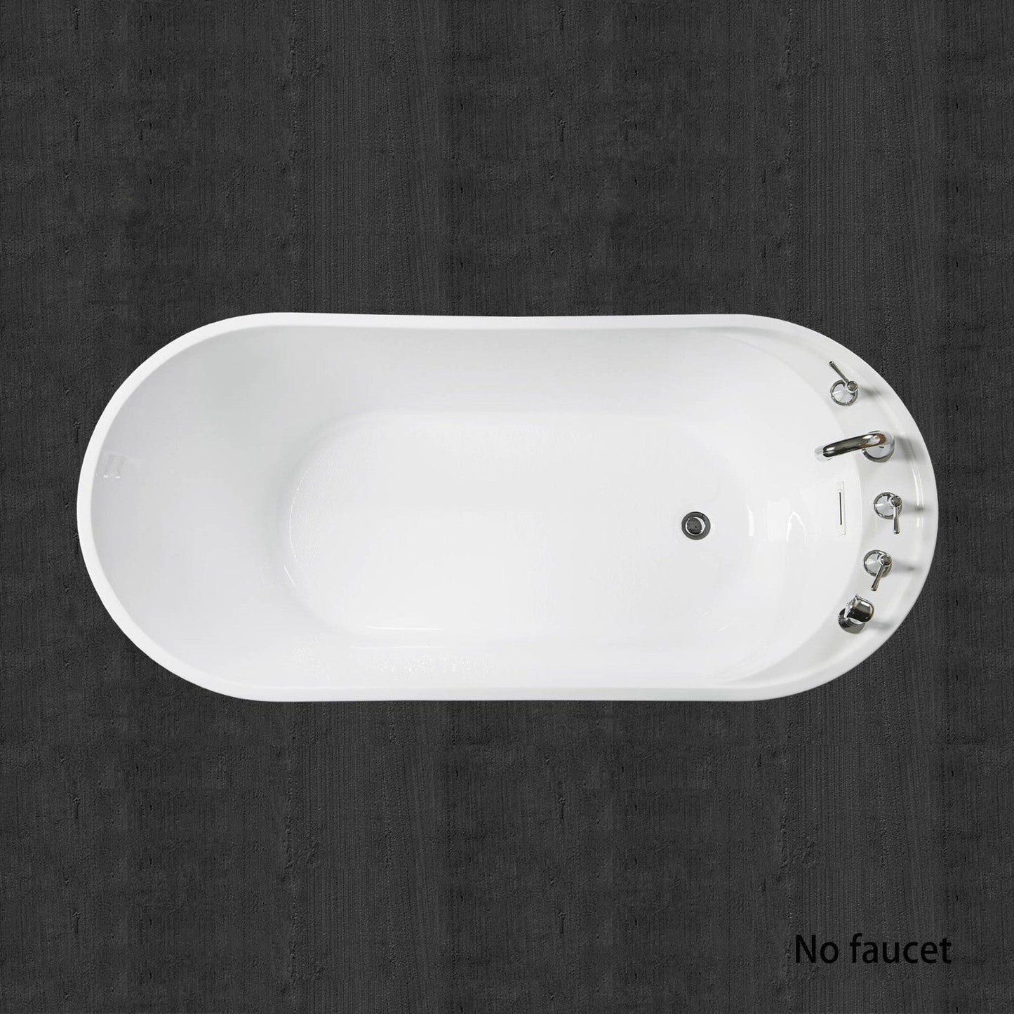 WoodBridge B0083 59" White Acrylic Freestanding Soaking Bathtub With Brushed Nickel Drain, Overflow, F0022 Tub Filler and Caddy Tray